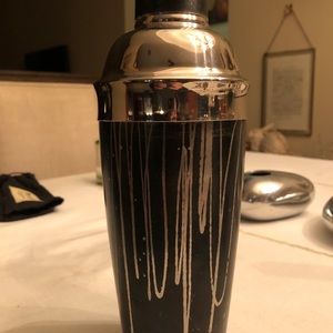 Michael Aram Vintage Cocktail Shaker, Abstract oxidized Stainless Steel metal.